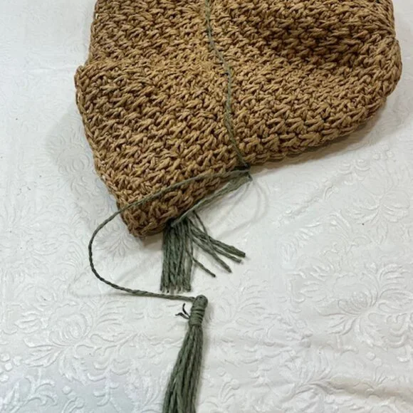 Steve Madden Crocheted Paper Straw Floppy Summer Sun Travel Hat Lightweight - Picture 9 of 15